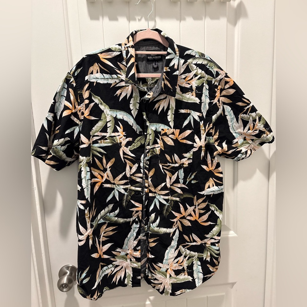 Tropical Leaf Print Casual Shirt for Men